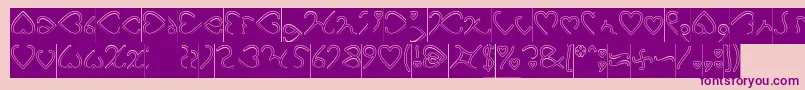 I Love You Hollow Inverse Font – Purple Fonts on Pink Background