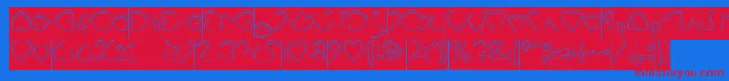 I Love You Hollow Inverse Font – Red Fonts on Blue Background