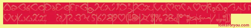 I Love You Hollow Inverse-Schriftart – Rote Schriften auf gelbem Hintergrund
