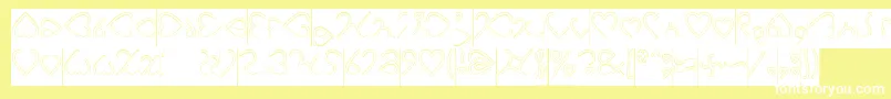 Fonte I Love You Hollow Inverse – fontes brancas em um fundo amarelo