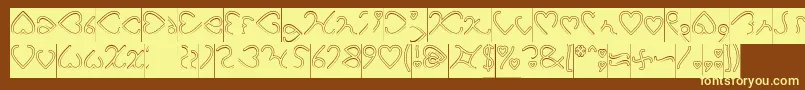 I Love You Hollow Inverse-fontti – keltaiset fontit ruskealla taustalla