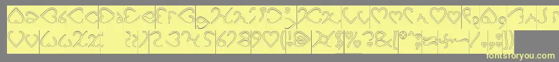フォントI Love You Hollow Inverse – 黄色のフォント、灰色の背景