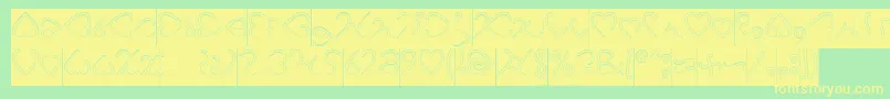 I Love You Hollow Inverse-Schriftart – Gelbe Schriften auf grünem Hintergrund