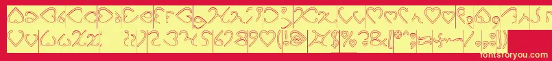 I Love You Hollow Inverse-Schriftart – Gelbe Schriften auf rotem Hintergrund