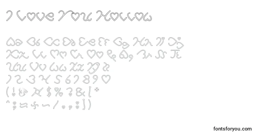 Schriftart I Love You Hollow – Alphabet, Zahlen, spezielle Symbole