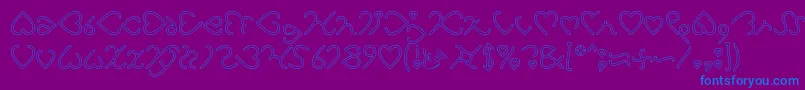 I Love You Hollow-Schriftart – Blaue Schriften auf violettem Hintergrund