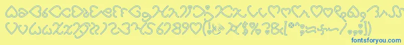 I Love You Hollow Font – Blue Fonts on Yellow Background