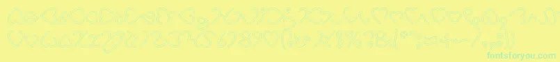 I Love You Hollow Font – Green Fonts on Yellow Background