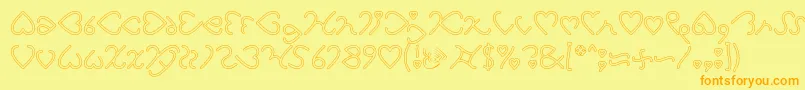 I Love You Hollow Font – Orange Fonts on Yellow Background