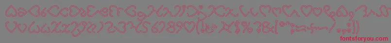 I Love You Hollow Font – Red Fonts on Gray Background