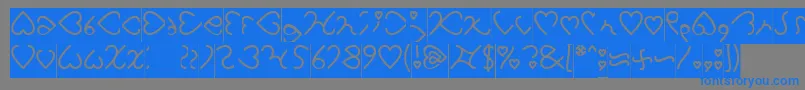 I Love You Inverse-Schriftart – Blaue Schriften auf grauem Hintergrund