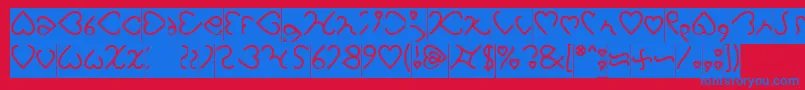Saiba mais sobre a fonte I Love You Inverse Fonte I Love You Inverse – fontes azuis em um fundo vermelho