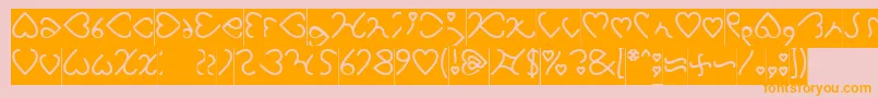 I Love You Inverse-Schriftart – Orangefarbene Schriften auf rosa Hintergrund