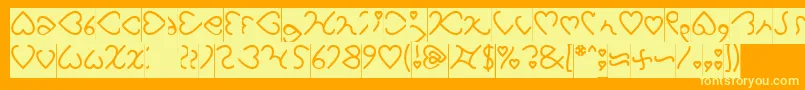 フォントI Love You Inverse – オレンジの背景に黄色の文字