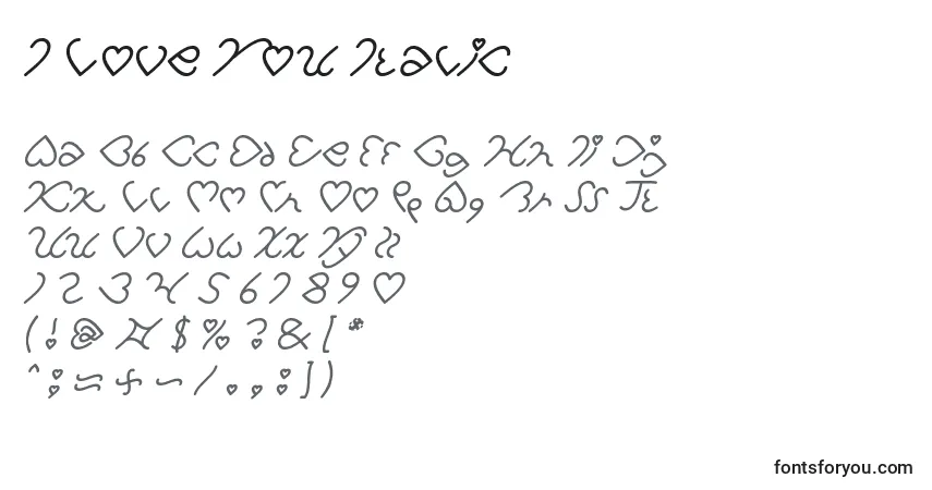 Fuente I Love You Italic - alfabeto, números, caracteres especiales