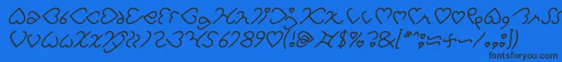 Fonte I Love You Italic – fontes pretas em um fundo azul