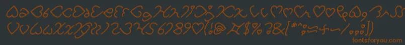 Шрифт I Love You Italic – коричневые шрифты на чёрном фоне