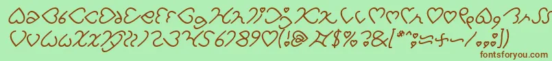 Fonte I Love You Italic – fontes marrons em um fundo verde