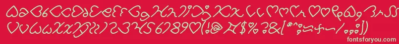 フォントI Love You Italic – 赤い背景に緑の文字