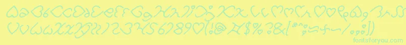 Weitere Informationen zur I Love You Italic-Schriftart I Love You Italic-Schriftart – Grüne Schriften auf gelbem Hintergrund