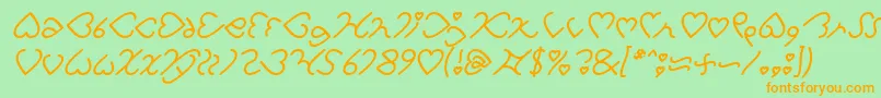 Czcionka I Love You Italic – pomarańczowe czcionki na zielonym tle