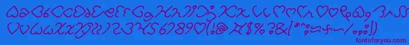 I Love You Italic Font – Purple Fonts on Blue Background