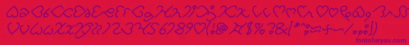 I Love You Italic Font – Purple Fonts on Red Background
