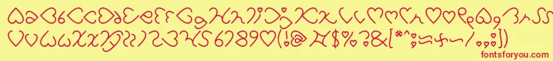 フォントI Love You Light – 赤い文字の黄色い背景