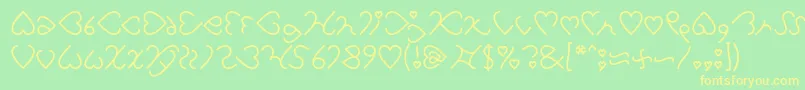 I Love You Light-fontti – keltaiset fontit vihreällä taustalla