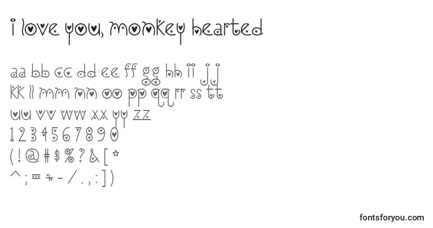 A fonte I Love You, Monkey Hearted – alfabeto, números, caracteres especiais