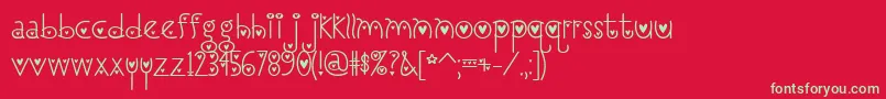 フォントI Love You, Monkey Hearted – 赤い背景に緑の文字