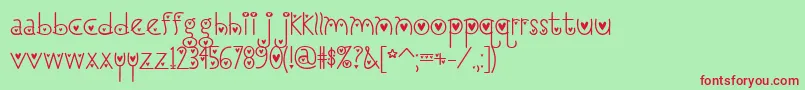 Fonte I Love You, Monkey Hearted – fontes vermelhas em um fundo verde