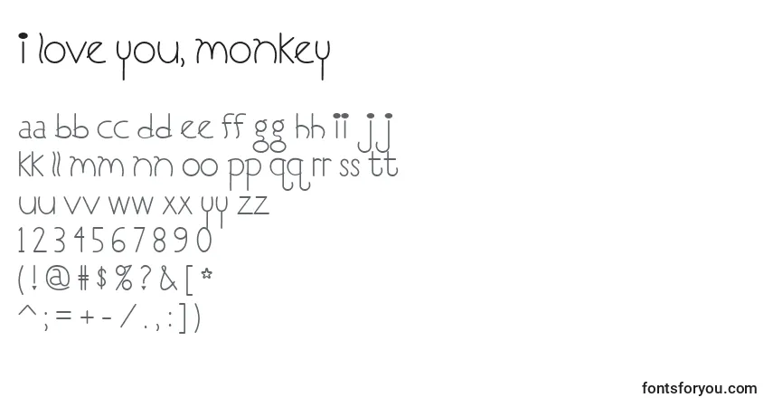 A fonte I Love You, Monkey – alfabeto, números, caracteres especiais