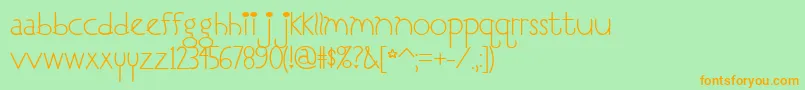 フォントI Love You, Monkey – オレンジの文字が緑の背景にあります。