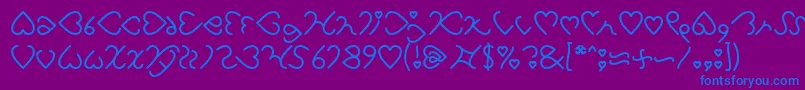 I Love You-Schriftart – Blaue Schriften auf violettem Hintergrund