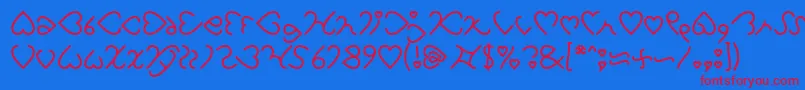 I Love You-Schriftart – Rote Schriften auf blauem Hintergrund