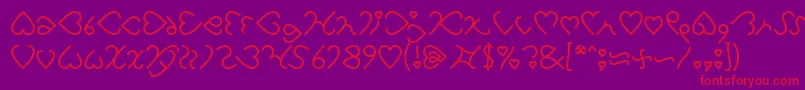 I Love You-Schriftart – Rote Schriften auf violettem Hintergrund