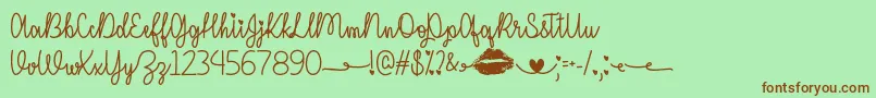 I Miss Your Kiss   Font – Brown Fonts on Green Background