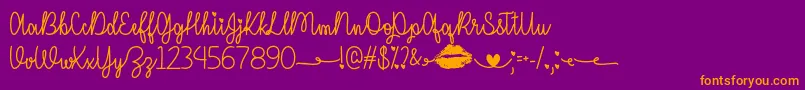 I Miss Your Kiss   Font – Orange Fonts on Purple Background