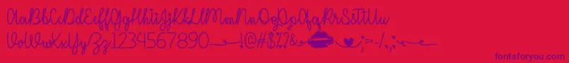 I Miss Your Kiss   Font – Purple Fonts on Red Background
