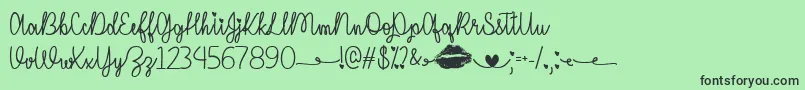 I Miss Your Kiss   Font – Black Fonts on Green Background