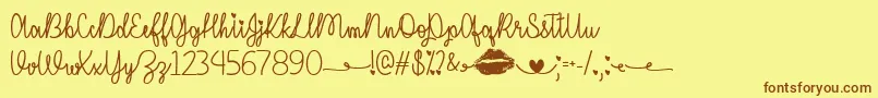 I Miss Your Kiss   Font – Brown Fonts on Yellow Background