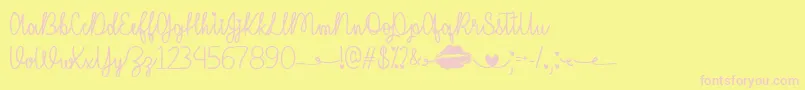 I Miss Your Kiss   Font – Pink Fonts on Yellow Background