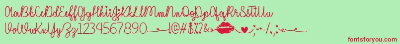 I Miss Your Kiss   Font – Red Fonts on Green Background