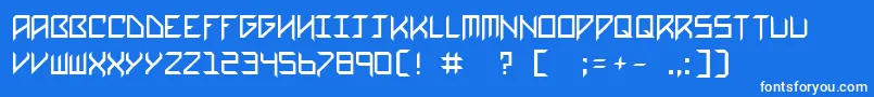 i mnotlazy-Schriftart – Weiße Schriften auf blauem Hintergrund