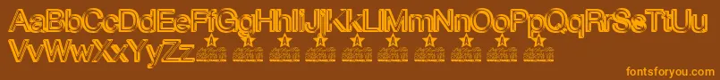 Czcionka Ibiza Crystal Personal Use – pomarańczowe czcionki na brązowym tle