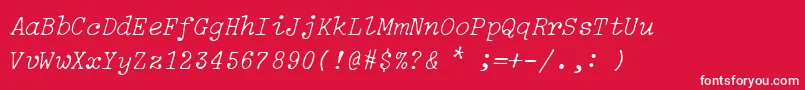 Fonte IBM Selectric Light Italic – fontes brancas em um fundo vermelho