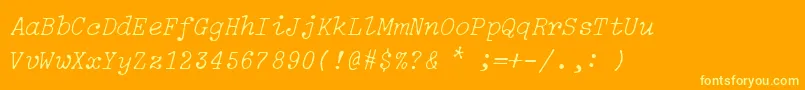 フォントIBM Selectric Light Italic – オレンジの背景に黄色の文字