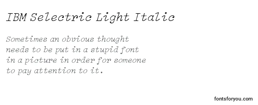 Schriftart IBM Selectric Light Italic