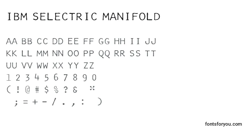 Czcionka IBM Selectric Manifold – alfabet, cyfry, specjalne znaki